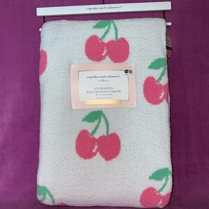 cupcakes & cashmere Pink Cherry Decorative Throw